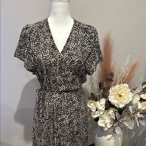 Leopard Print V-Neck Wrap Dress